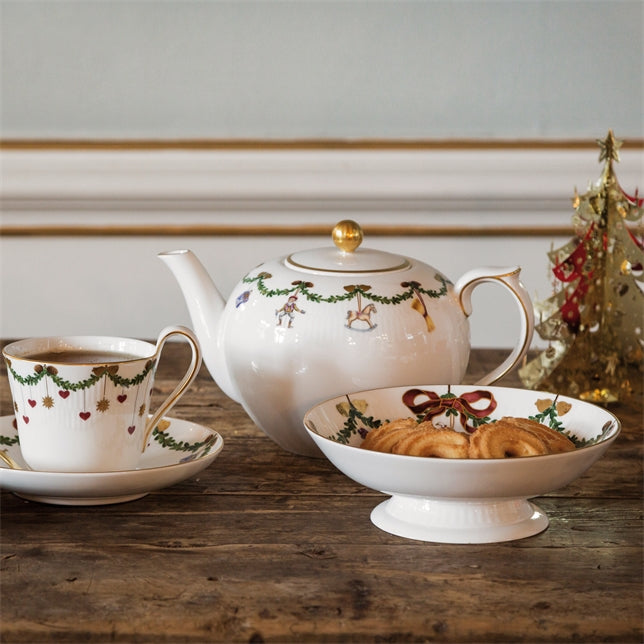 Star Fluted Christmas High Handle Cup and Saucer