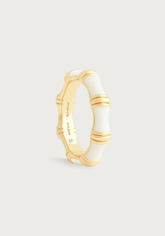 Bamboo Enameled Ring - Creme