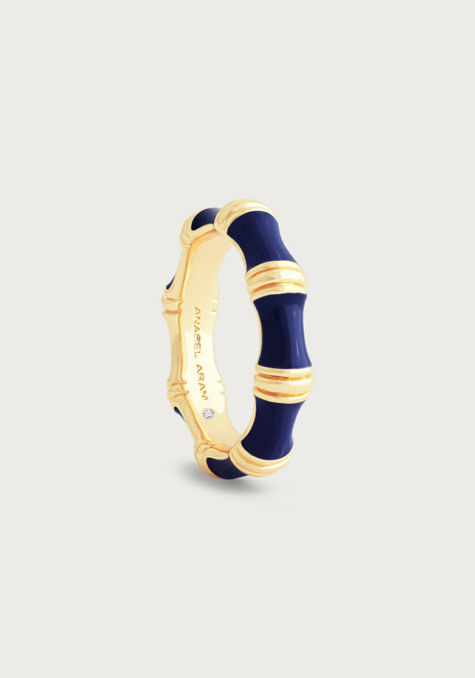 Bamboo Enameled Ring - Atlantic Navy Blue