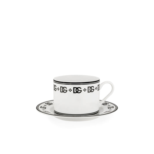 2 թեյի բաժակներից և ափսեներից բաղկացած հավաքածու Dolce & Gabbana Casa DG LOGO