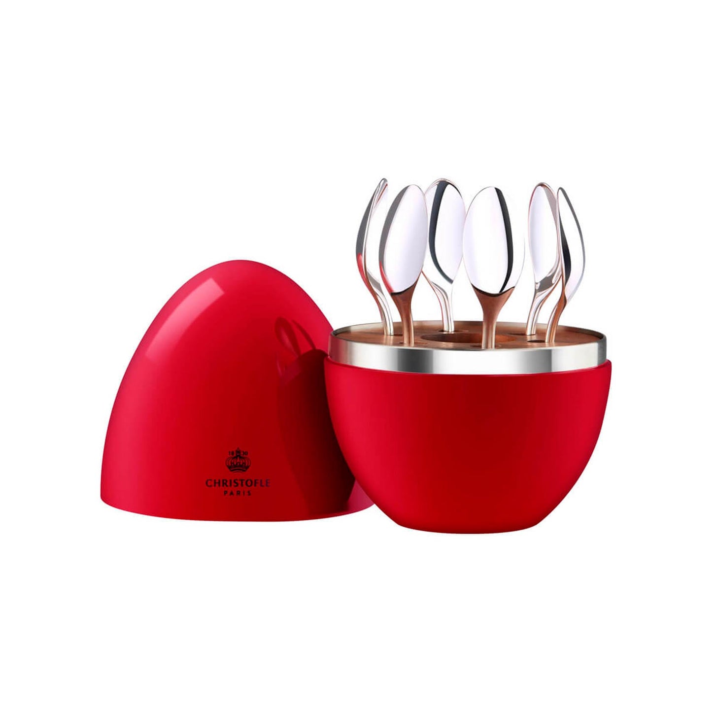 Mood 6-piece silver-plated espresso spoon set ruby red