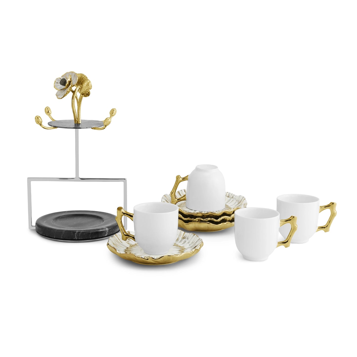 Anemone Demitasse Set W/Stand