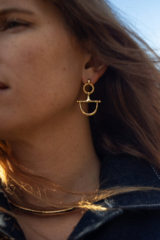 Cheval Bit Drop Earrings, Gold by Anabel Aram – view 2