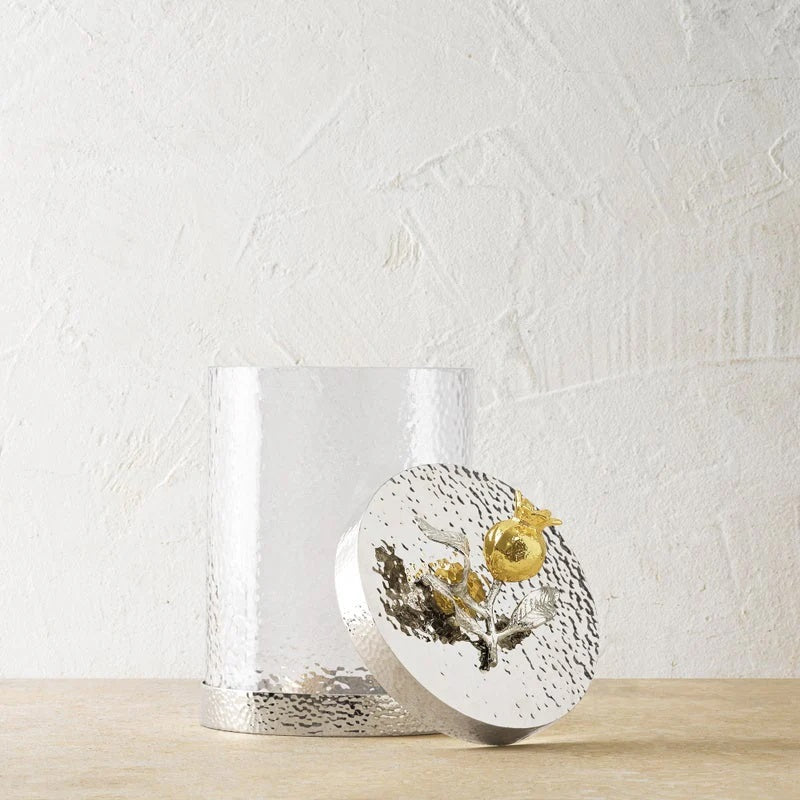 Pomegranate Silver & Gold Canister / S