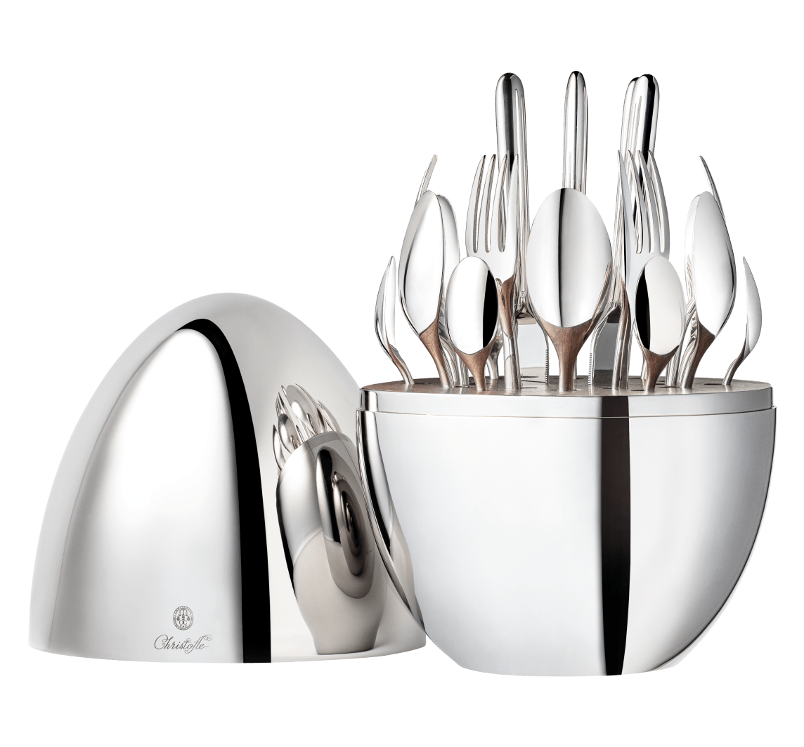 Mood 24-Piece Silver-Plated Flatware Set with Chest
