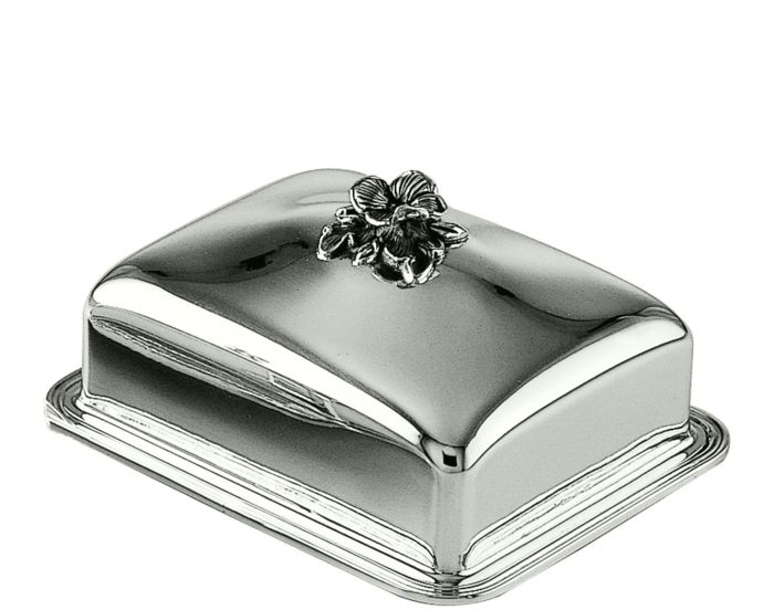 Inglese Rectangular butter dish w/flower hold
