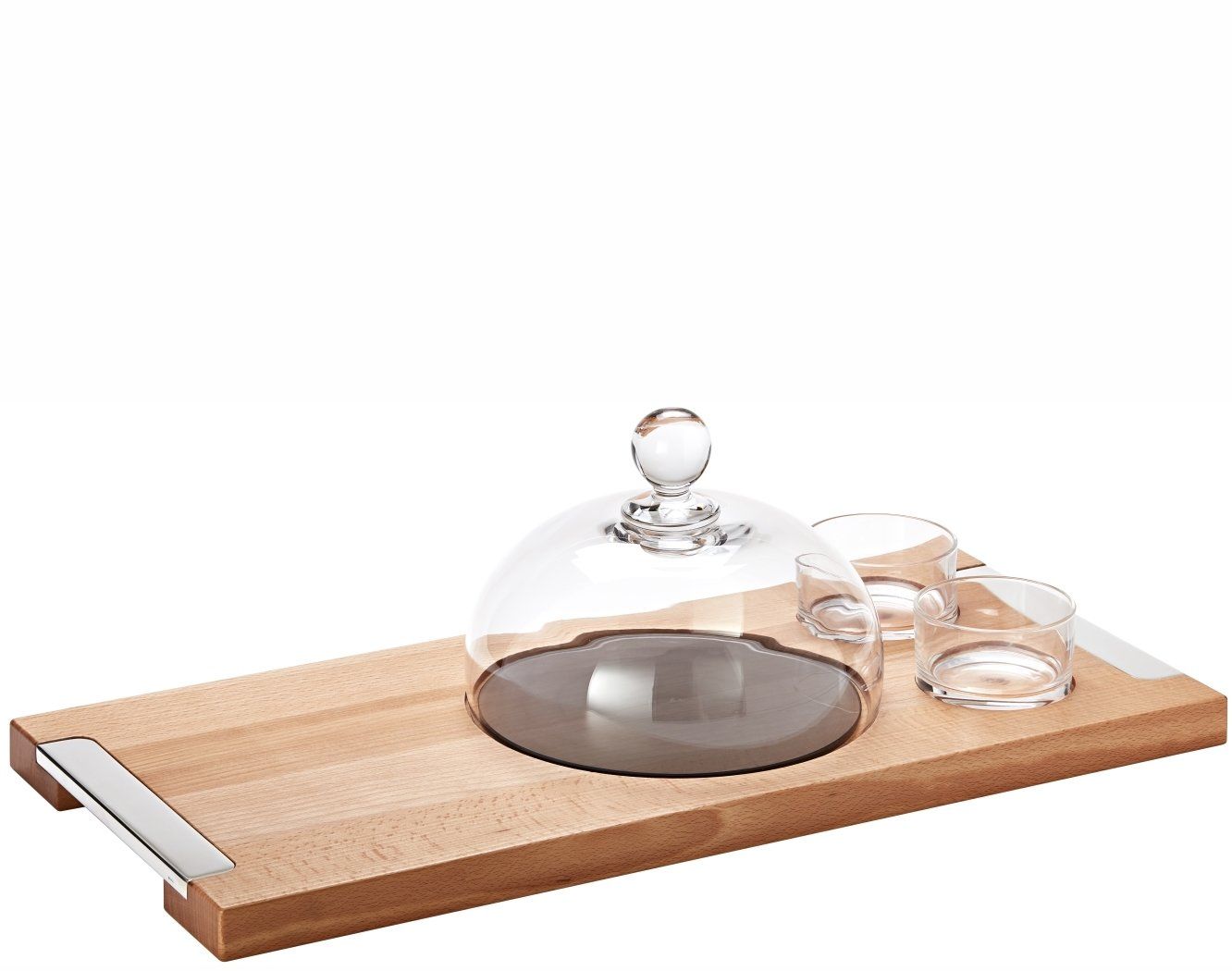 Essentia Wooden cheese set w/board dome and bowls