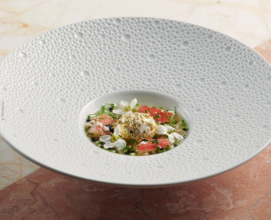 Էկումե սպիտակ խորը եզրով ապուրի ափսե