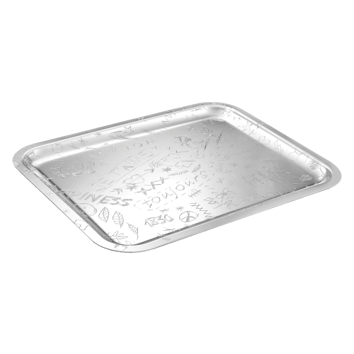 Graffiti silver-plated rectangular tray