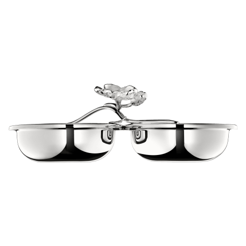 Anemone silver-plated dual bowl serving dish
