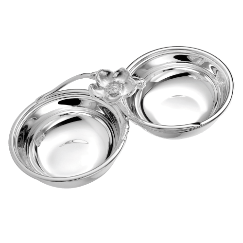 Anemone silver-plated dual bowl serving dish