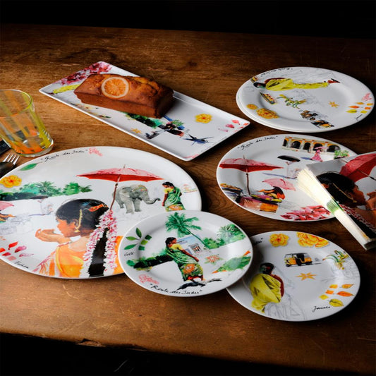 Route Des Indes Set of 4 Dinner Plates