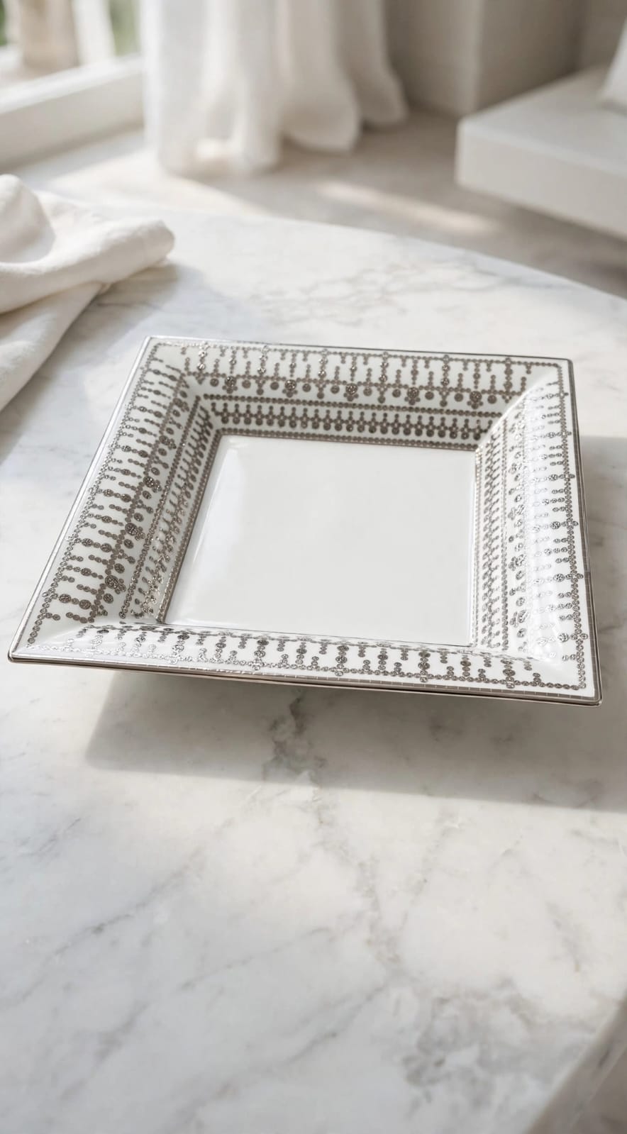 Tiara Blanc/Platine Large Tray