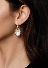 Bamboo With Stone Drop Earrings