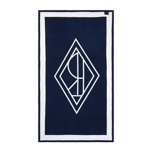 Blair White Navy Beach towel