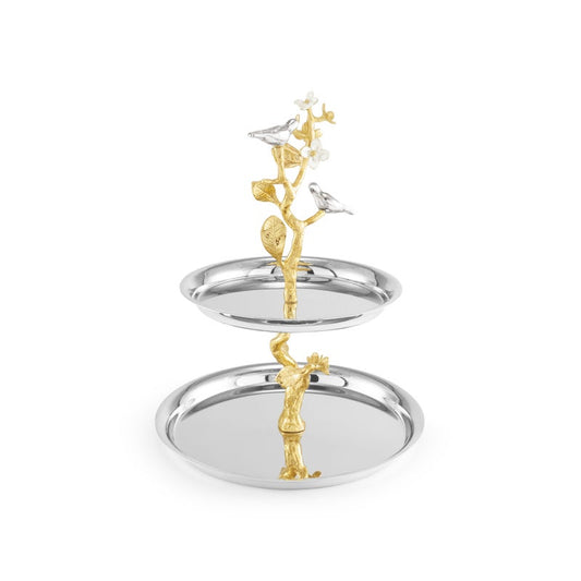 Lovebirds Silver & Gold Etagere