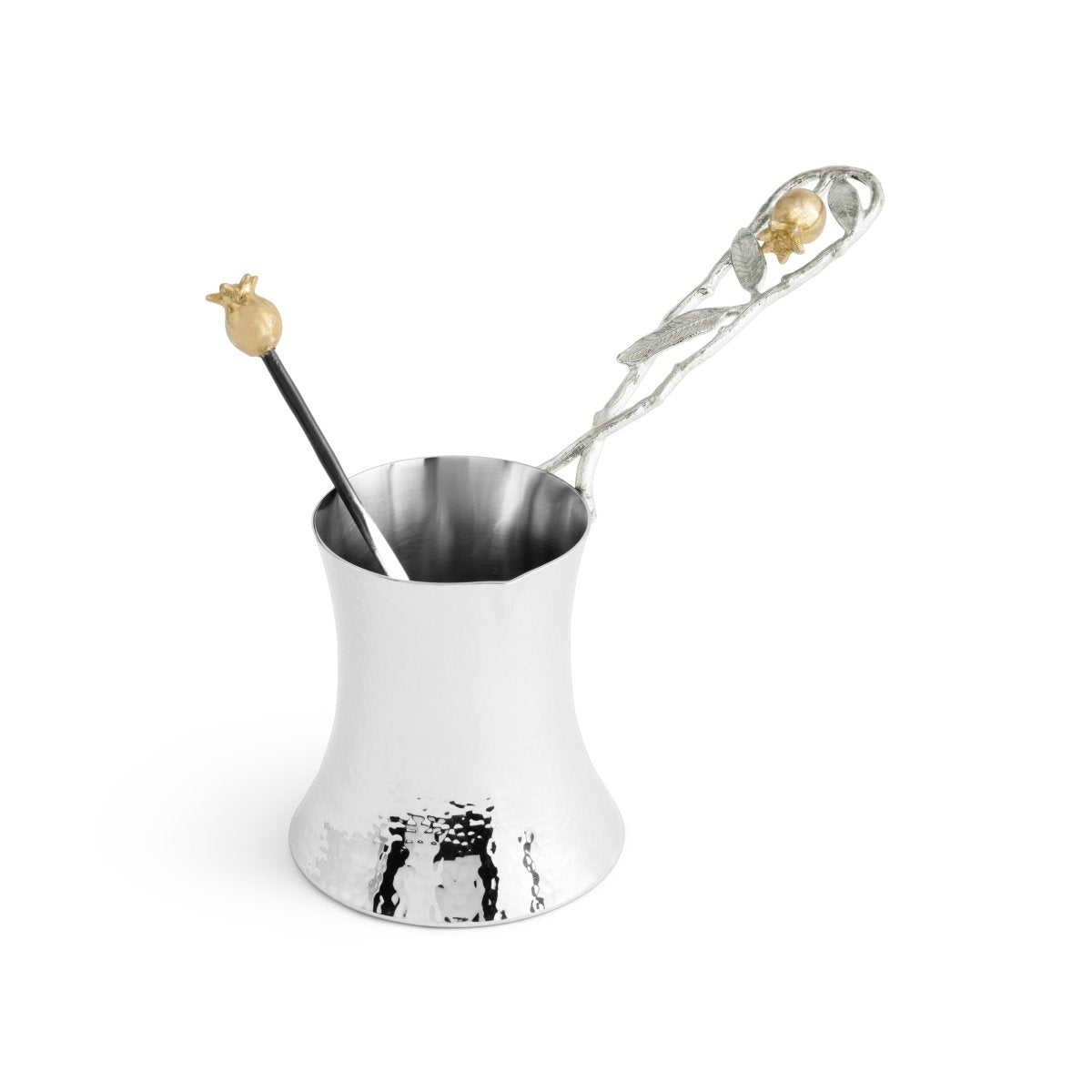 Pomegranate Silver & Gold Coffee Pot w/ Spoon