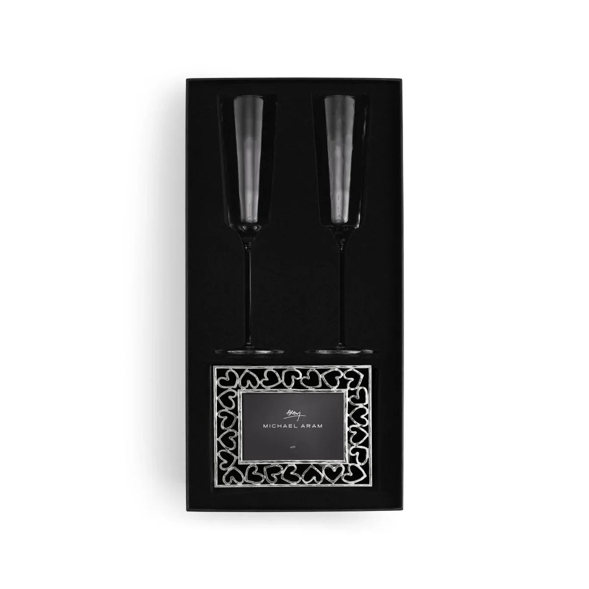 Reflective Champagne Flute & Heart Frame Packaged Gift Set