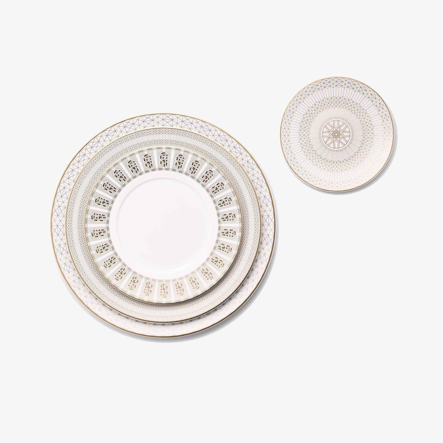 Arcadia Gold & Platinum Dinner Plates x2