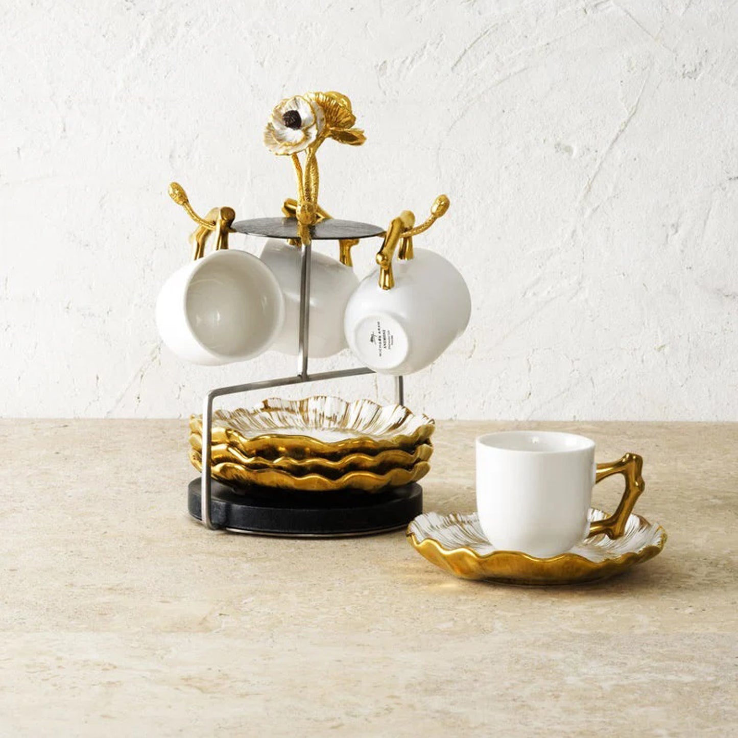Anemone Demitasse Set W/Stand