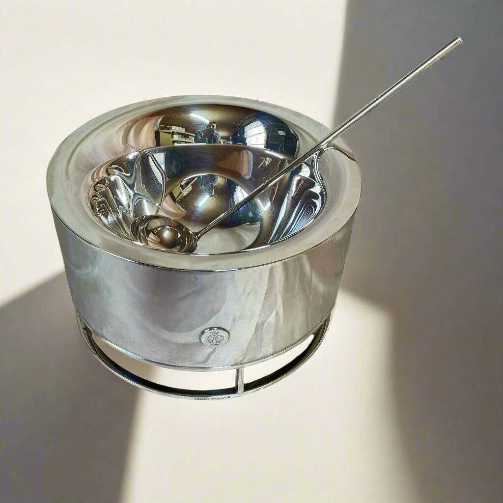 Silver time basin & ladle set silver-plated