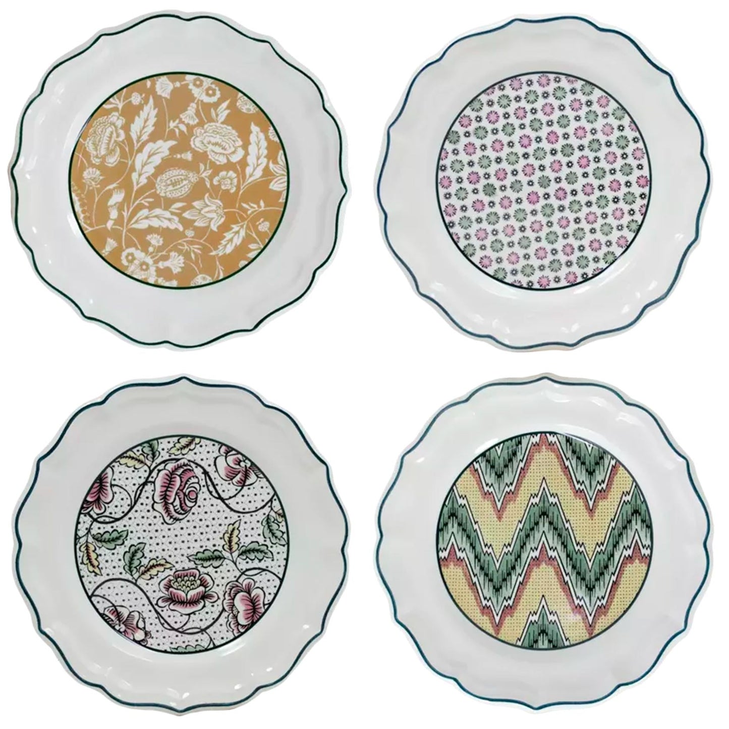 Dominote Set of 4 Dessert Plates Assorted