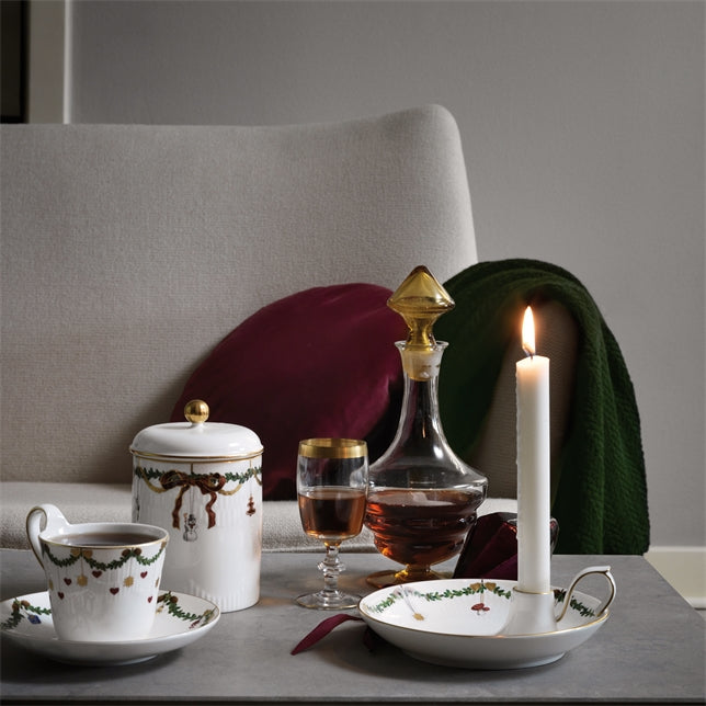 Star Fluted Christmas High Handle Cup and Saucer