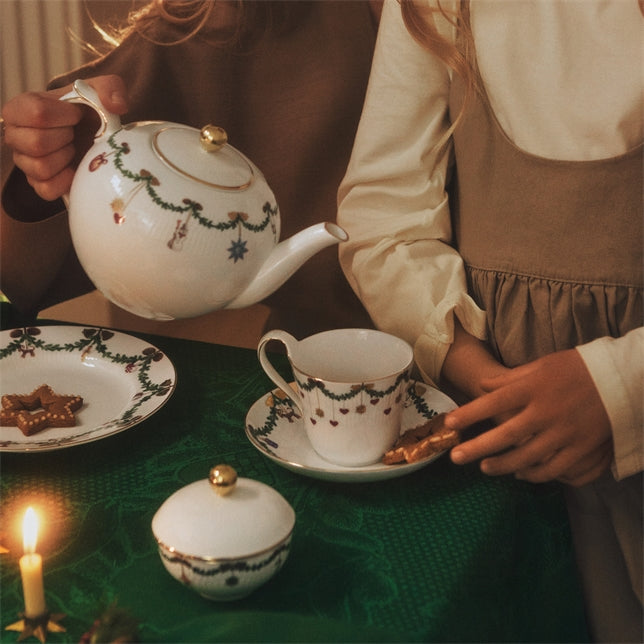 Star Fluted Christmas High Handle Cup and Saucer