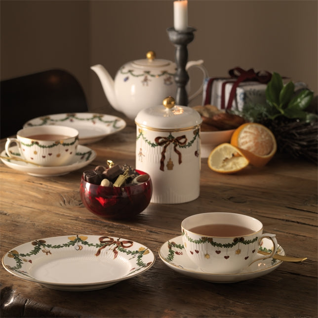 Star Fluted Christmas Tea Cup and Saucer