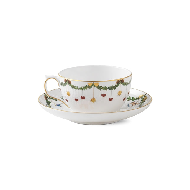 Star Fluted Christmas Tea Cup and Saucer