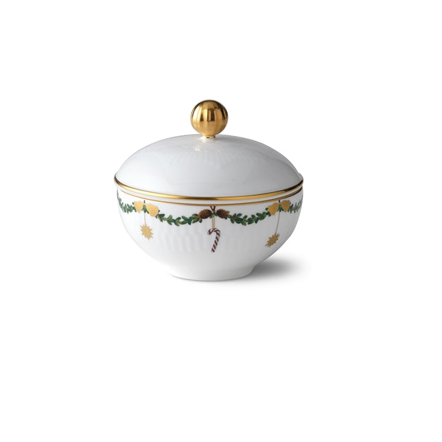Star Fluted Christmas Sugar Bowl With Lid