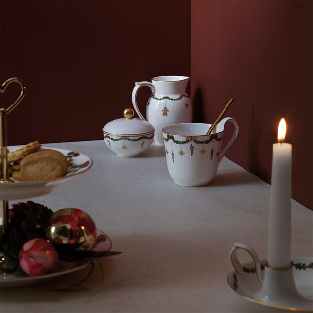 Star Fluted Christmas Sugar Bowl With Lid