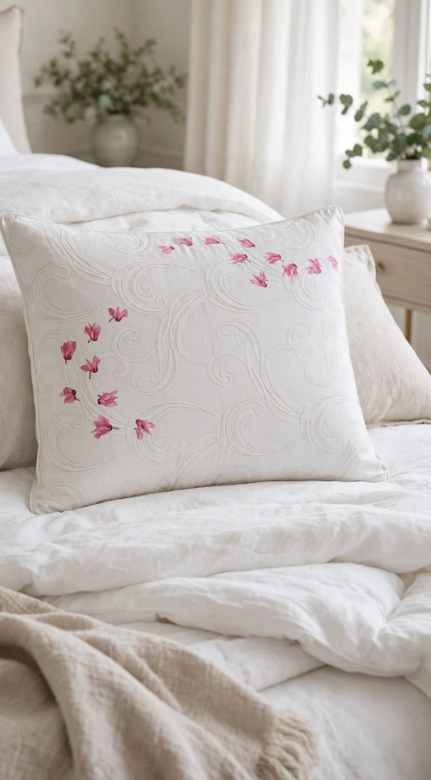 Cyclamen Blanc Pillow Case
