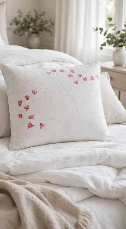 Cyclamen Blanc Pillow Case