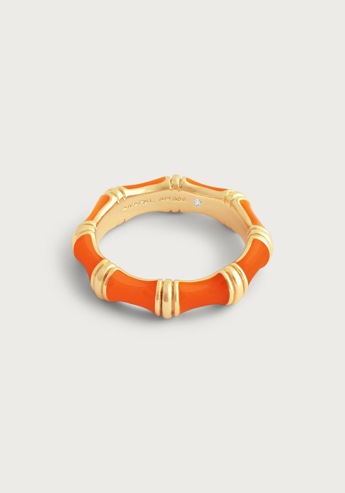 Bamboo Enameled Ring - Clementine