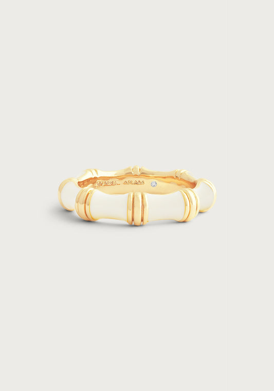 Bamboo Enameled Ring - Creme