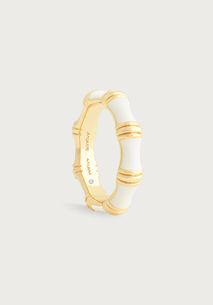 Bamboo Enameled Ring - Creme