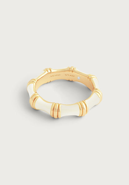 Bamboo Enameled Ring - Creme