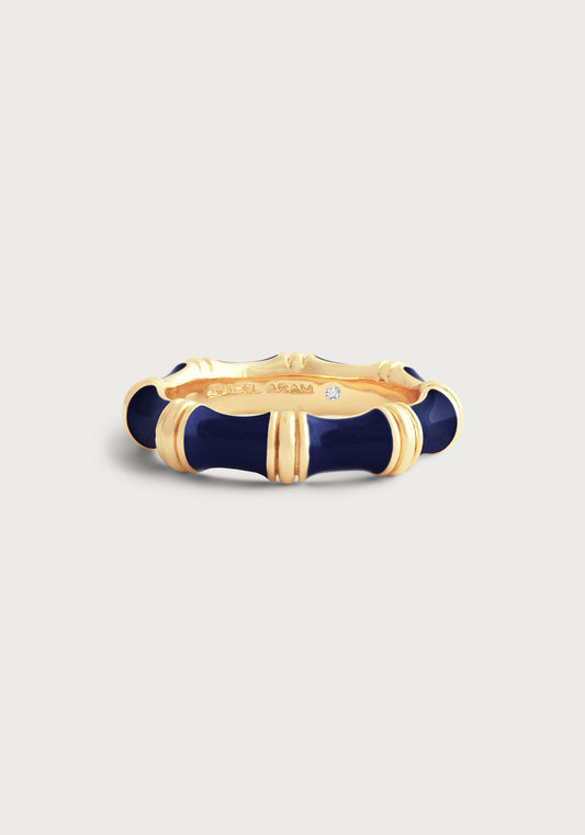 Bamboo Enameled Ring - Atlantic Navy Blue