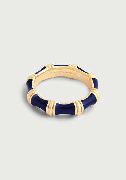 Bamboo Enameled Ring - Atlantic Navy Blue