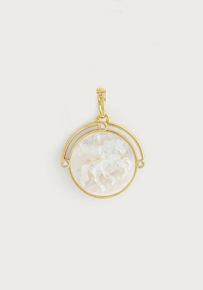 Pegasus Pearl Coin Pendant Necklace