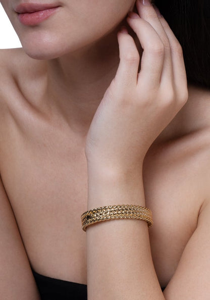 Cheval Braid Hinged Bangle - Thick