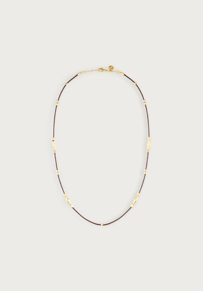 Milos Multi Beaded Necklace - Gold & Leather