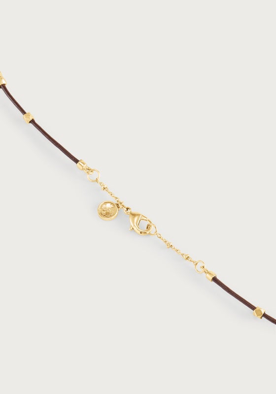 Milos Multi Beaded Necklace - Gold & Leather
