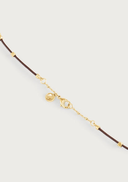 Milos Multi Beaded Necklace - Gold & Leather