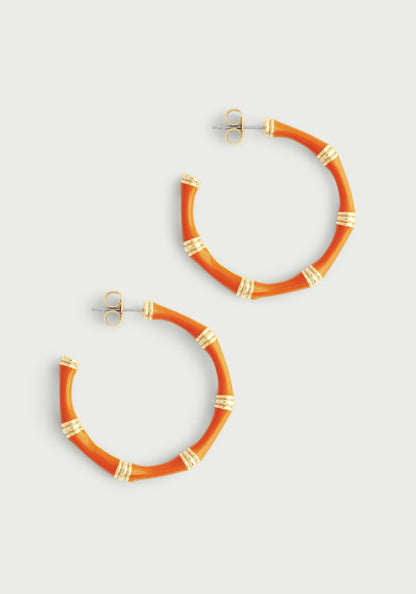 Bamboo Enameled Hoop Earrings - Clementin