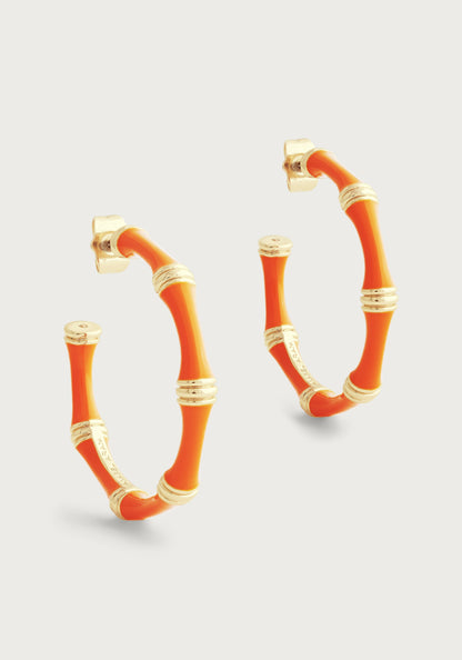 Bamboo Enameled Hoop Earrings - Clementin