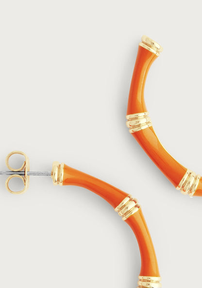 Bamboo Enameled Hoop Earrings - Clementin