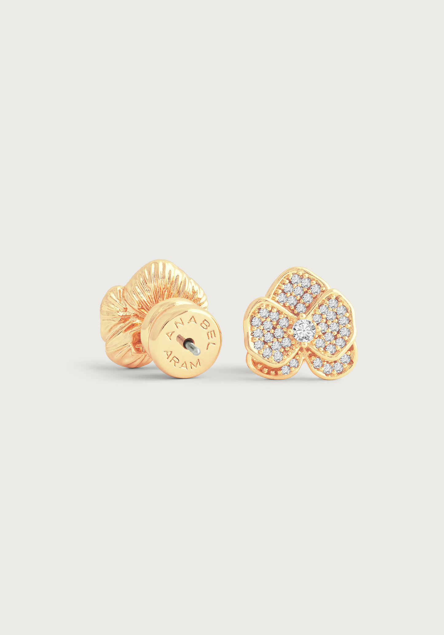 Orchid White Pavé Studs, Gold