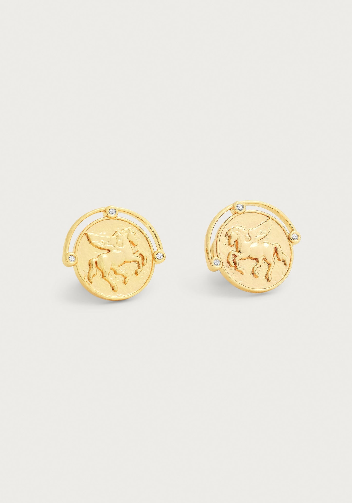 Pegasus Gold Coin Stud Earrings
